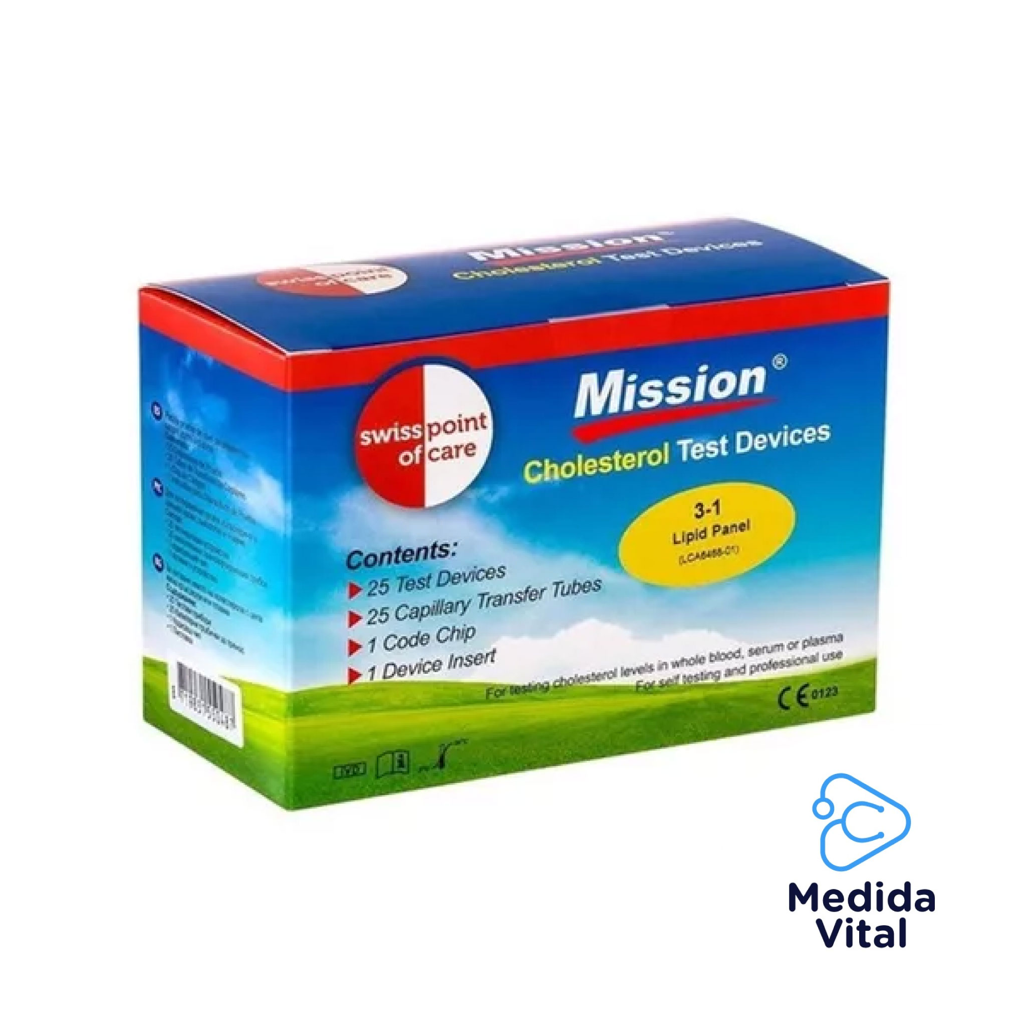 Tiras reactivas Colesterol y Triglicéridos Mission caja 25