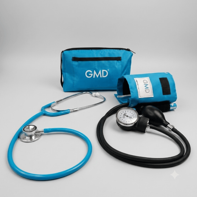 Kit Tensiómetro + Fonendoscopio Doble Campana GMD Azul Cerúleo