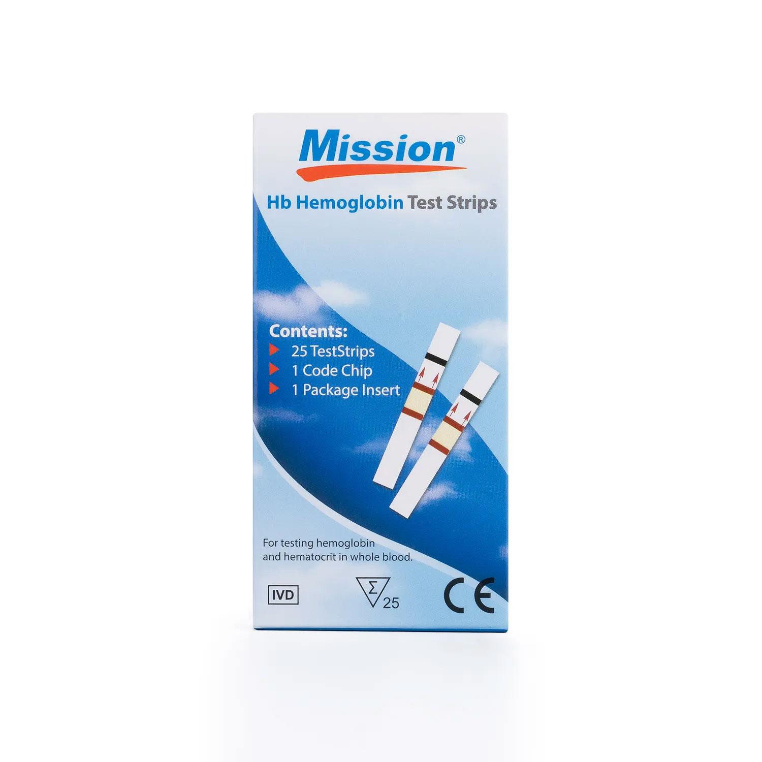 Tiras reactivas Hemoglobina Mission caja 25