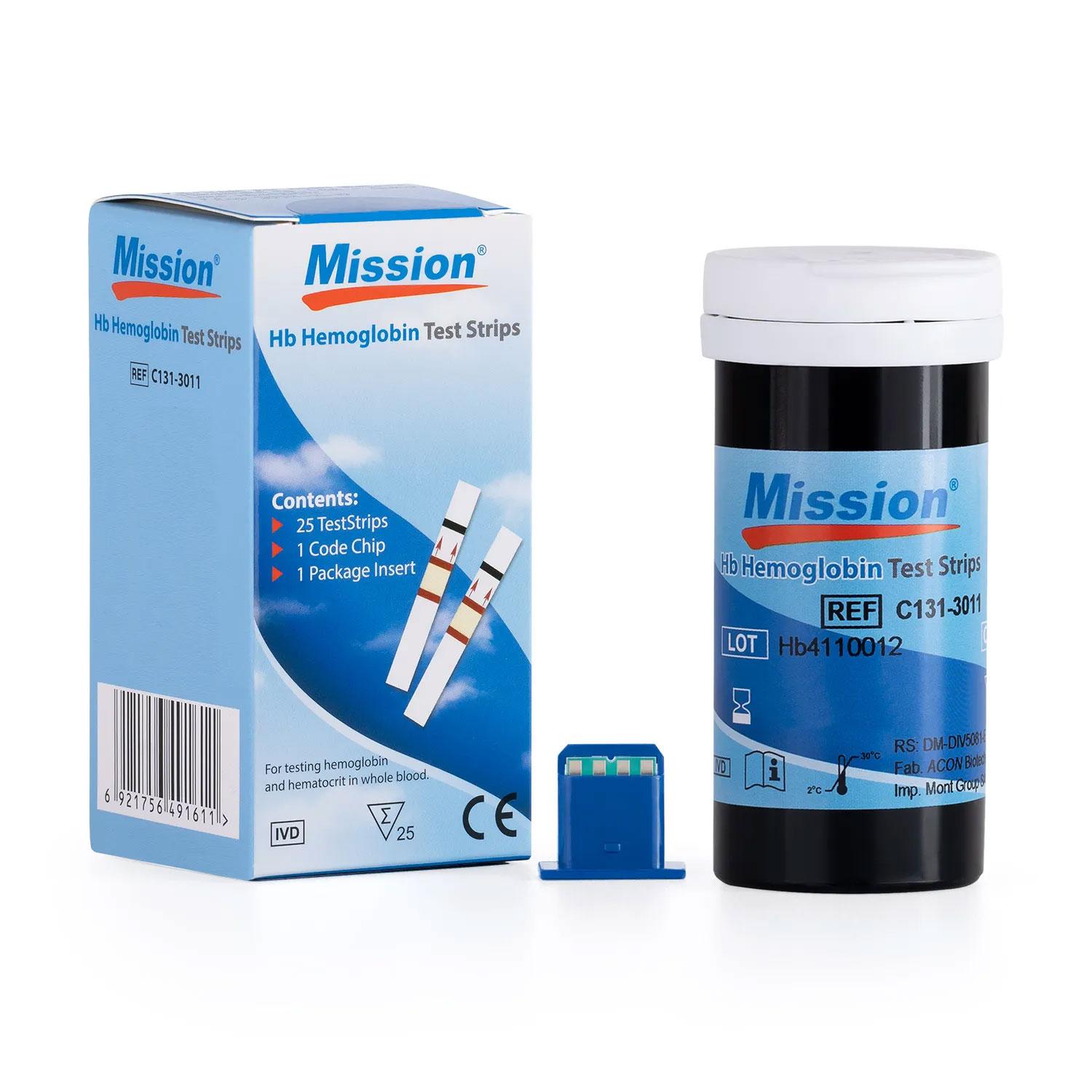 Tiras reactivas Hemoglobina Mission caja 25