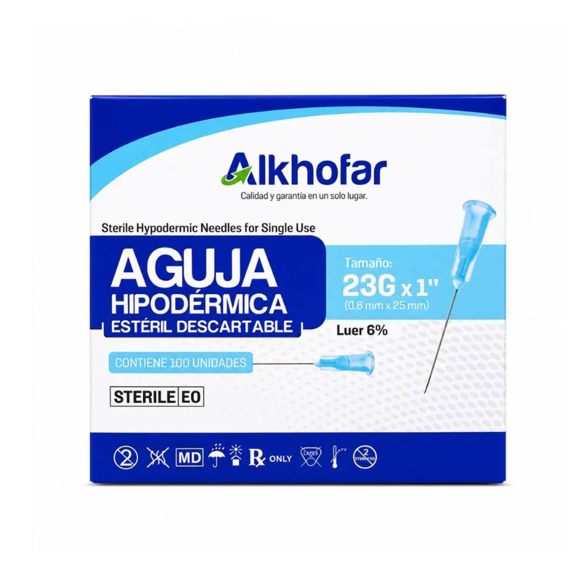 Aguja Hipodermica 23 x 1" Caja de 100 unidades