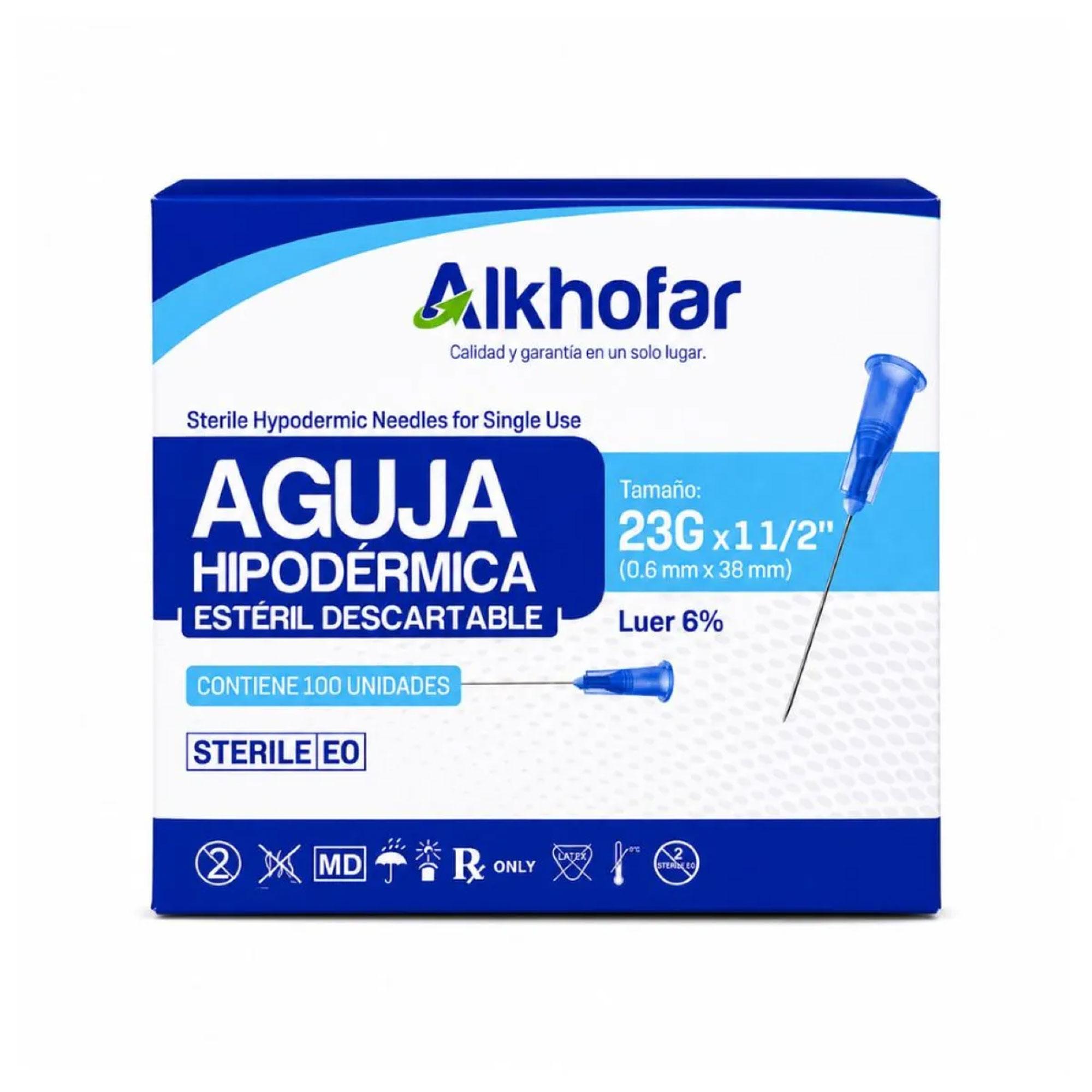 Aguja Hipodermica 23 x 1 1/2" Caja de 100 unidades