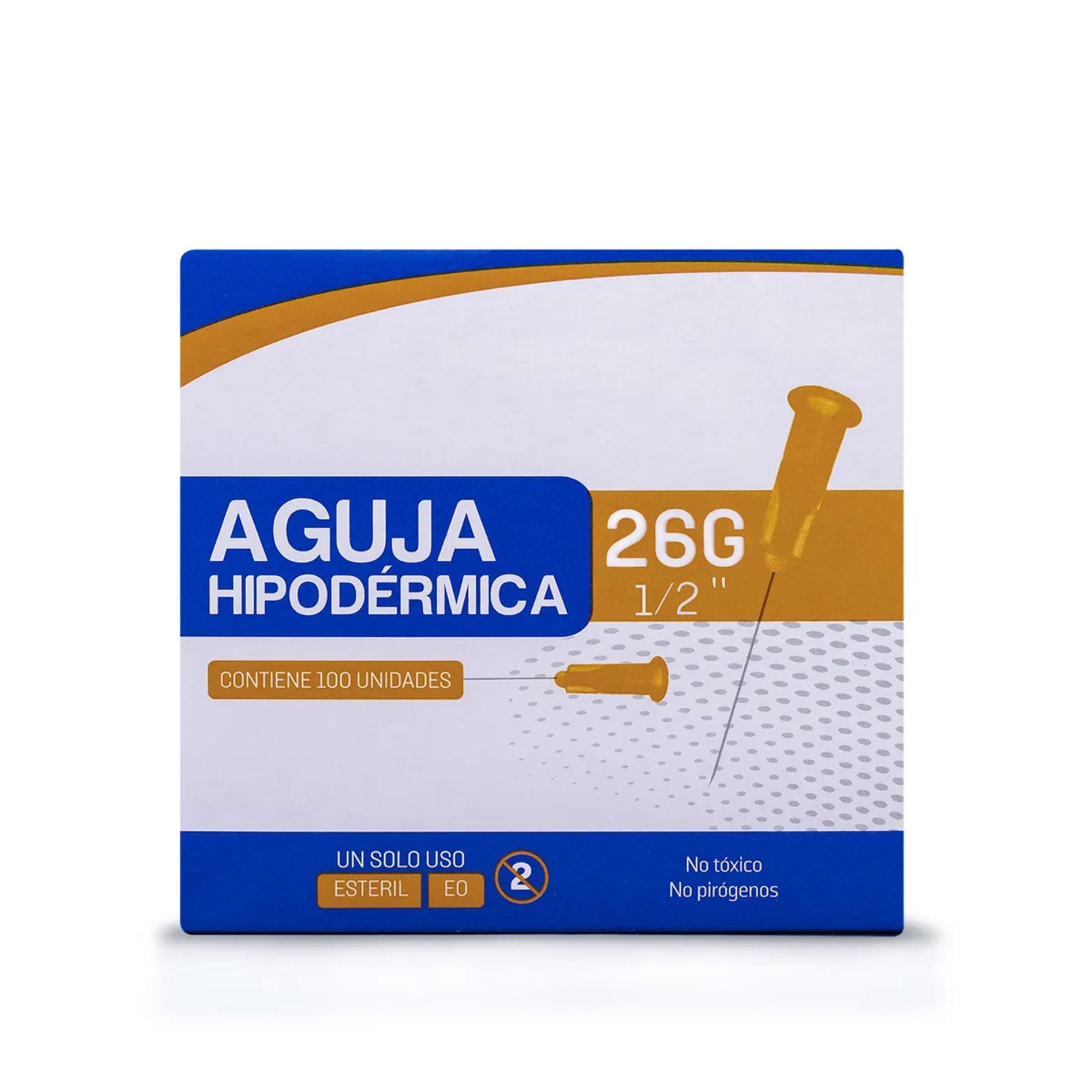 Aguja Hipodermica 26 x 1 1/2" Caja de 100 unidades
